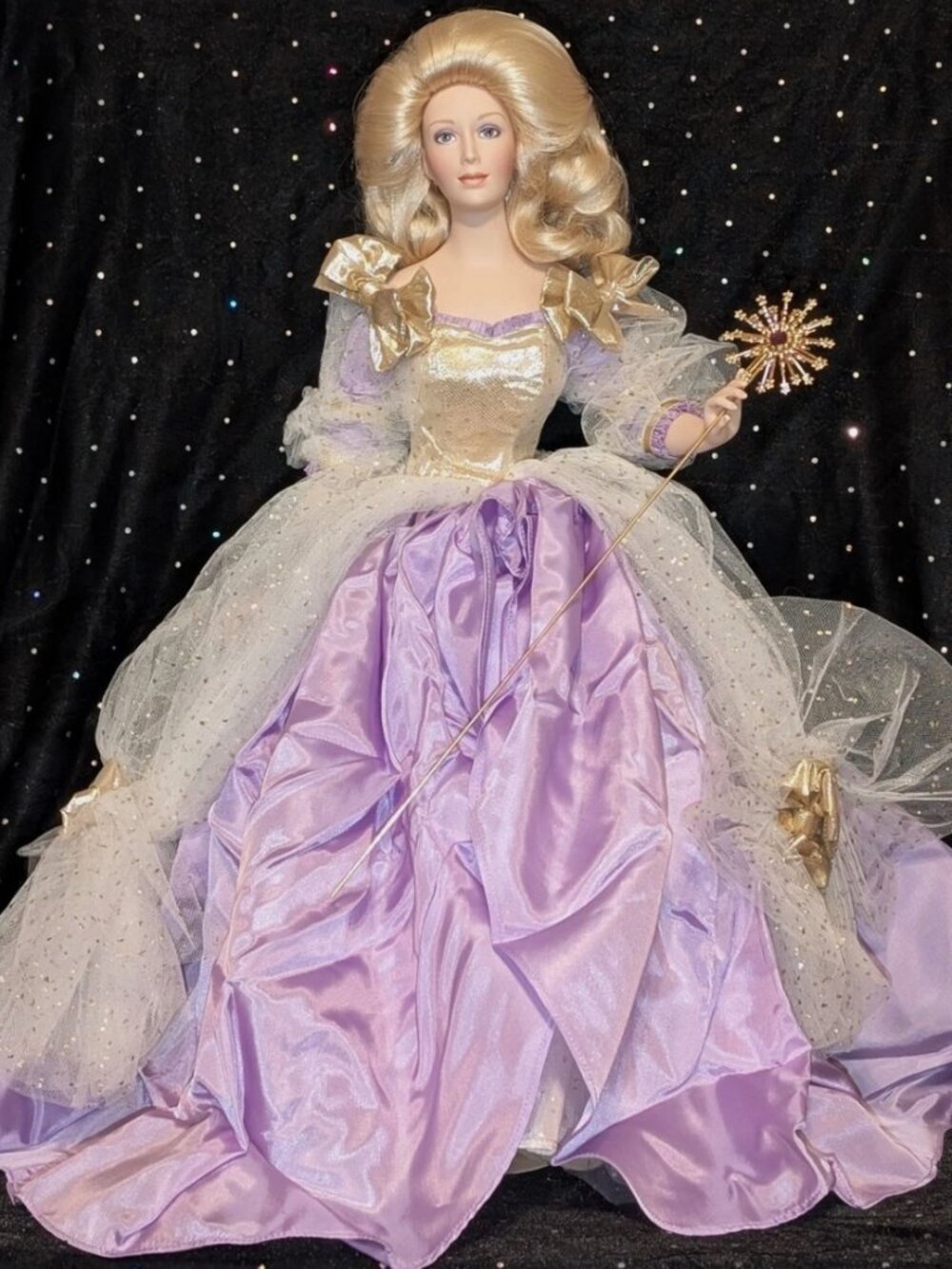 NIB Vntg 1989 Franklin Mint Cinderella's Fairy Godmother Porcelain Doll by Gerda